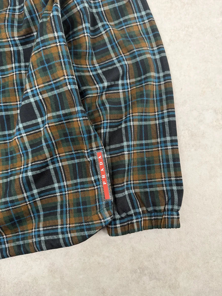 AW2017 Prada Black & Multicolor Reversible Checkered Windbreaker Jacket rOjXppU 10