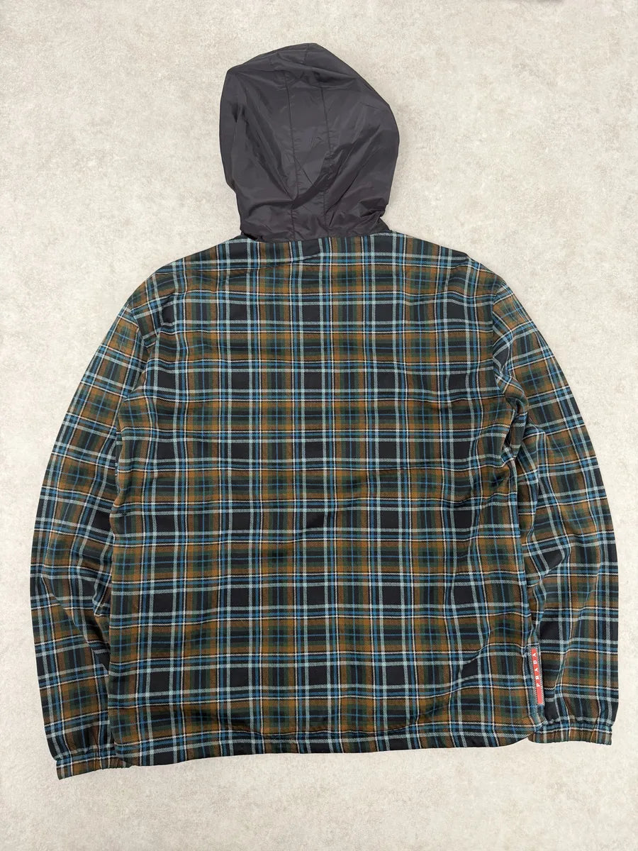 AW2017 Prada Black & Multicolor Reversible Checkered Windbreaker Jacket rOjXppU 2