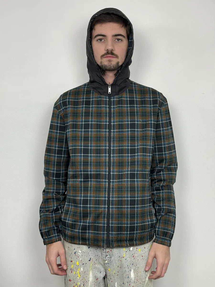 AW2017 Prada Black & Multicolor Reversible Checkered Windbreaker Jacket rOjXppU 4