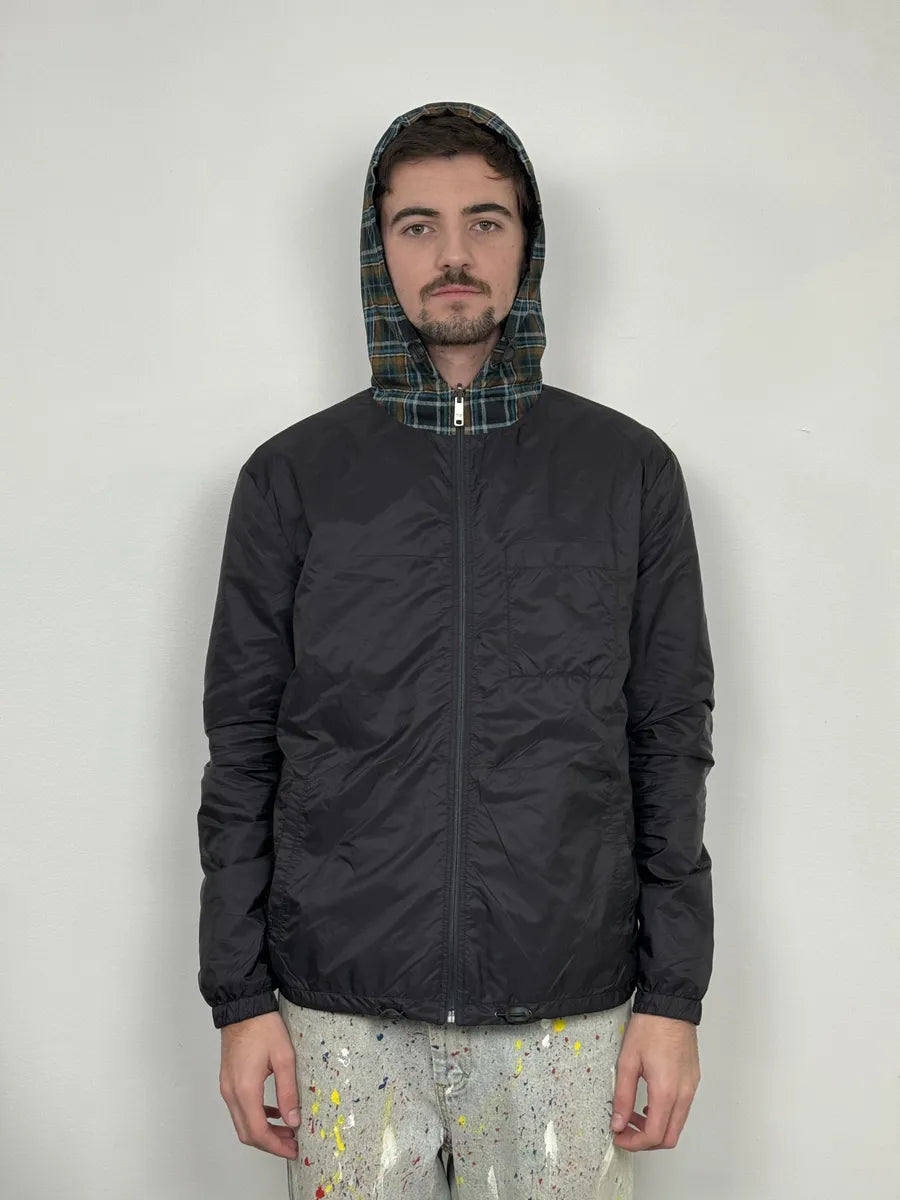 AW2017 Prada Black & Multicolor Reversible Checkered Windbreaker Jacket rOjXppU 6