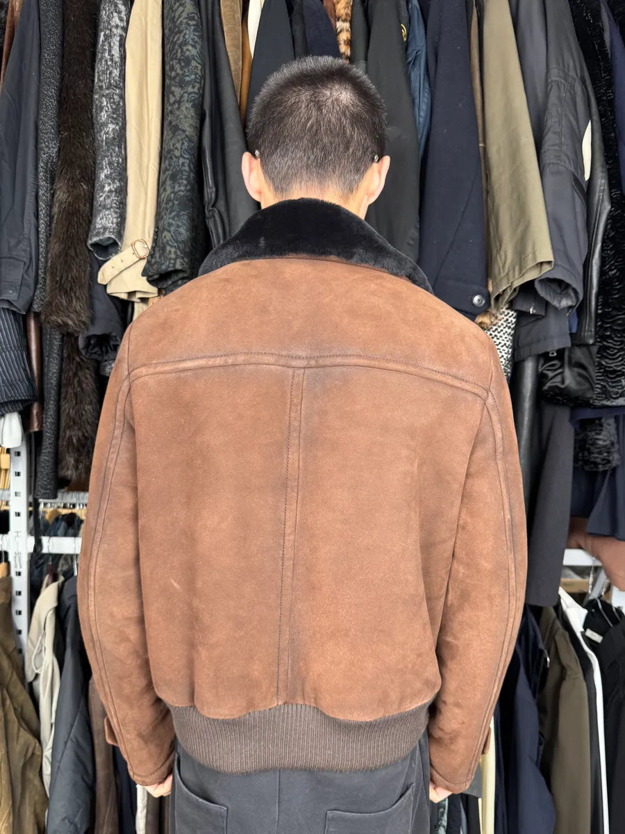 AW2017 Prada Brown Shearling Leather Jacket RyAfHmh 2
