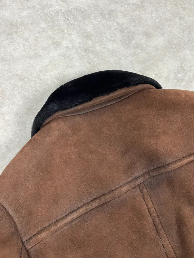 AW2017 Prada Brown Shearling Leather Jacket RyAfHmh 6