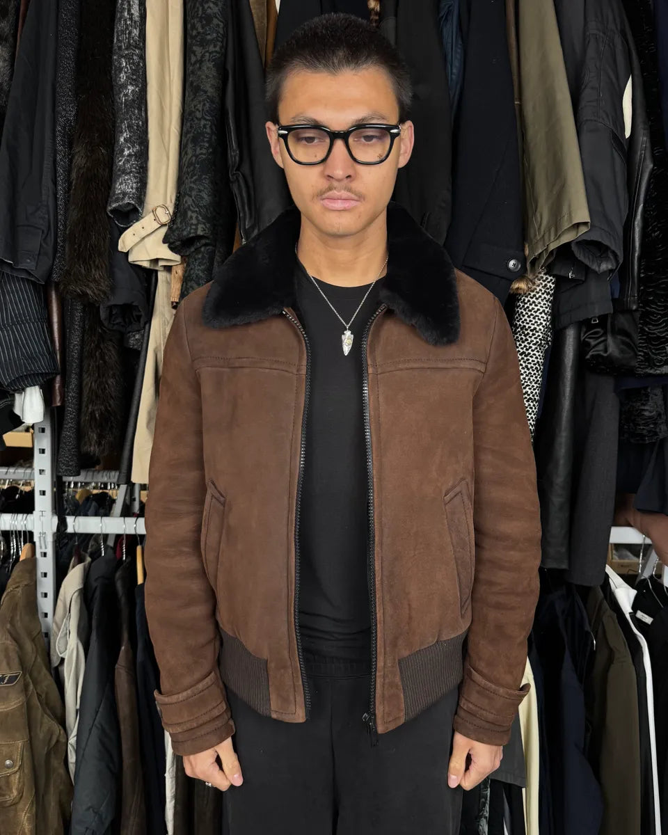 AW2017 Prada Brown Shearling Leather Jacket RyAfHmh 1