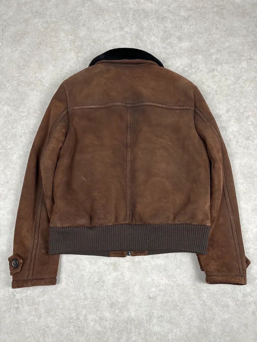 AW2017 Prada Brown Shearling Leather Jacket RyAfHmh 5