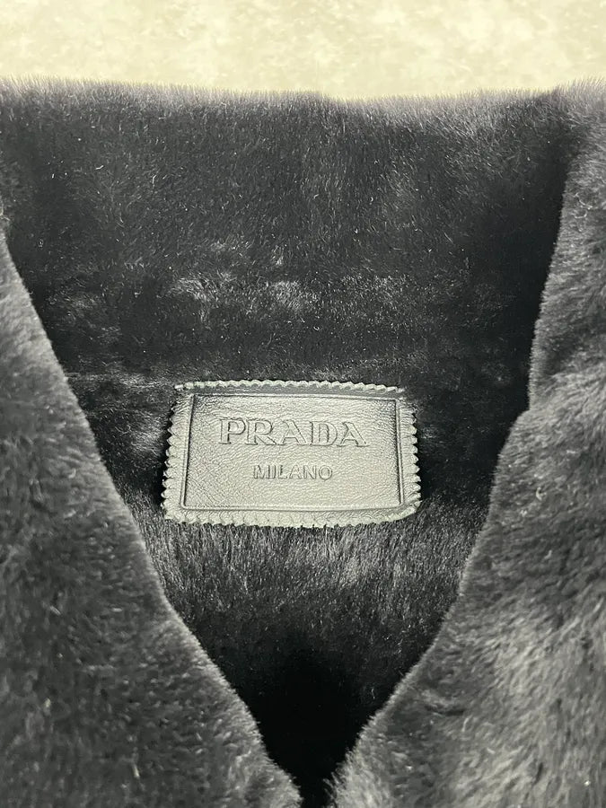 AW2017 Prada Brown Shearling Leather Jacket RyAfHmh 8