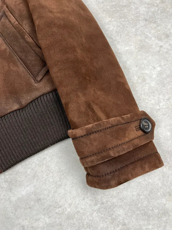 AW2017 Prada Brown Shearling Leather Jacket RyAfHmh 7