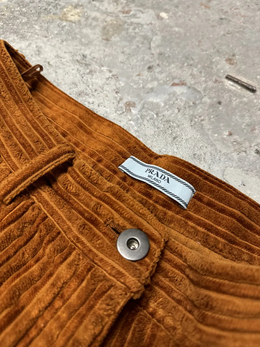AW2017 Prada Cozy Orange Large Velvet Pants (S/M) 8
