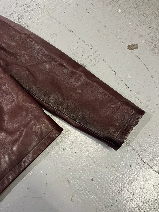 AW2017 Prada Pure Wine Burgundy Leather Jacket yISpAij 4