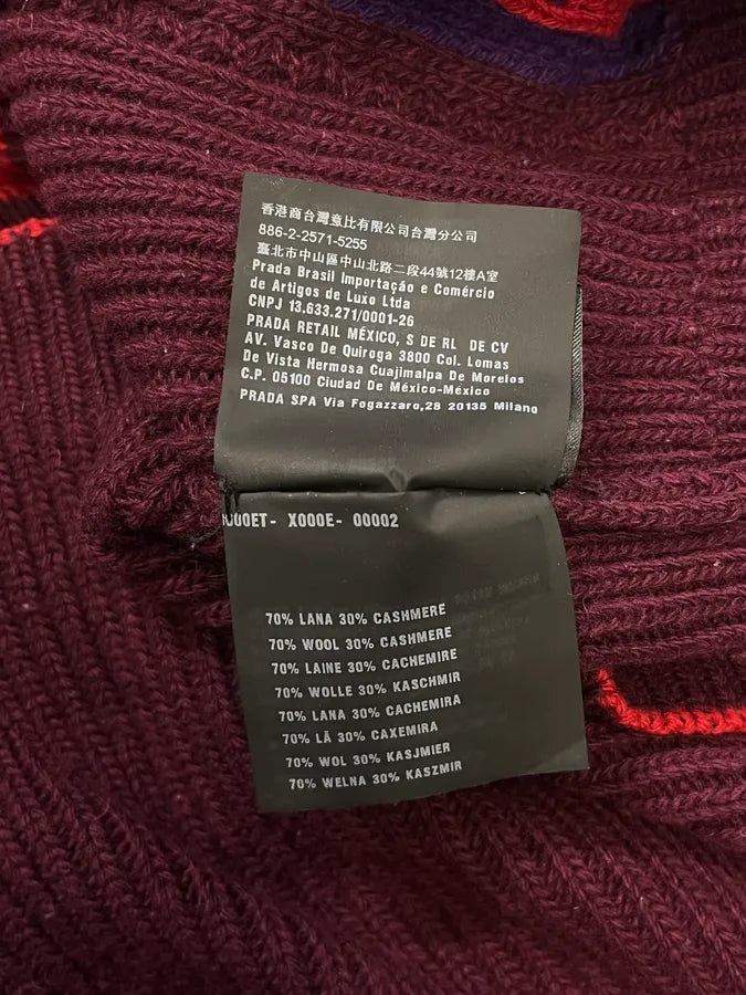 AW2017 Prada Red Lines Bordeaux Wool & Cashmere Sweater bJYLpWv 10