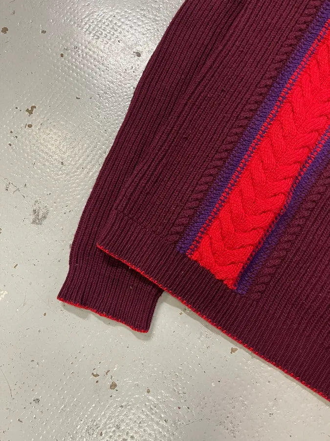 AW2017 Prada Red Lines Bordeaux Wool & Cashmere Sweater bJYLpWv 5