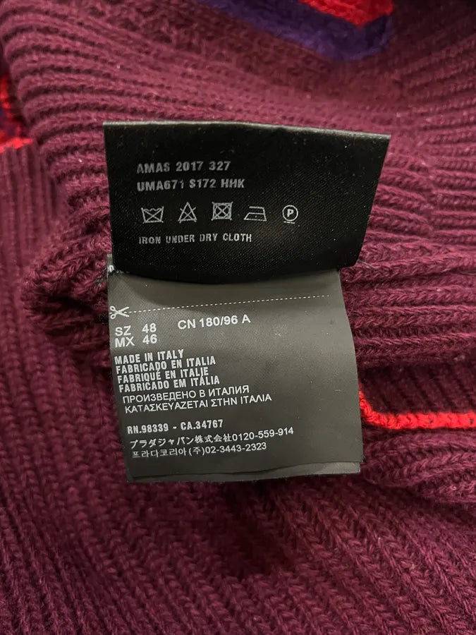 AW2017 Prada Red Lines Bordeaux Wool & Cashmere Sweater bJYLpWv 9