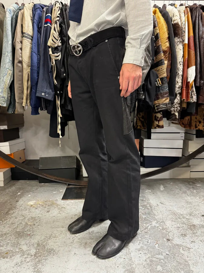 AW2017 Richmond Hybrid Black  Leather Back Pockets Pants hGCMkgL 6