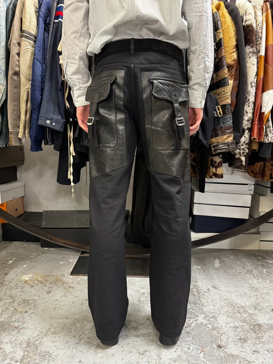 AW2017 Richmond Hybrid Black  Leather Back Pockets Pants hGCMkgL 1