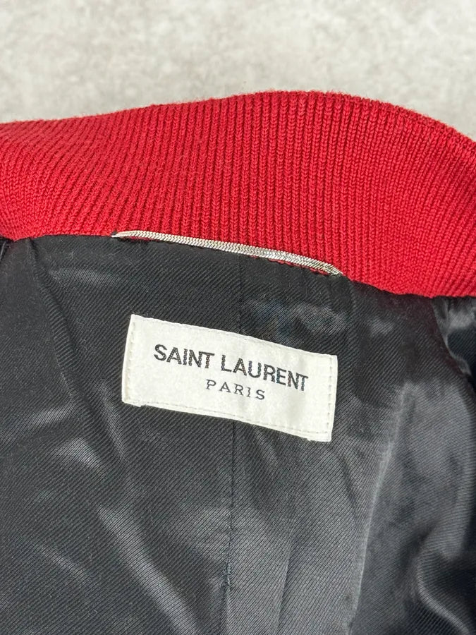 AW2017 Saint Laurent Black & Red Ricer Leather Jacket vyVjWtf 10