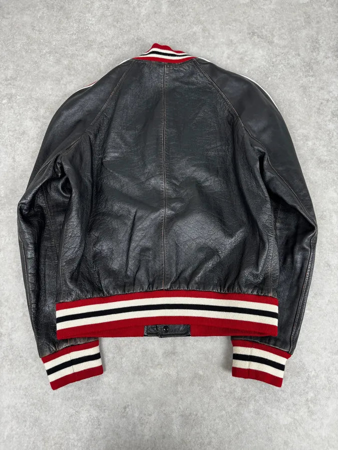 AW2017 Saint Laurent Black & Red Ricer Leather Jacket vyVjWtf 3