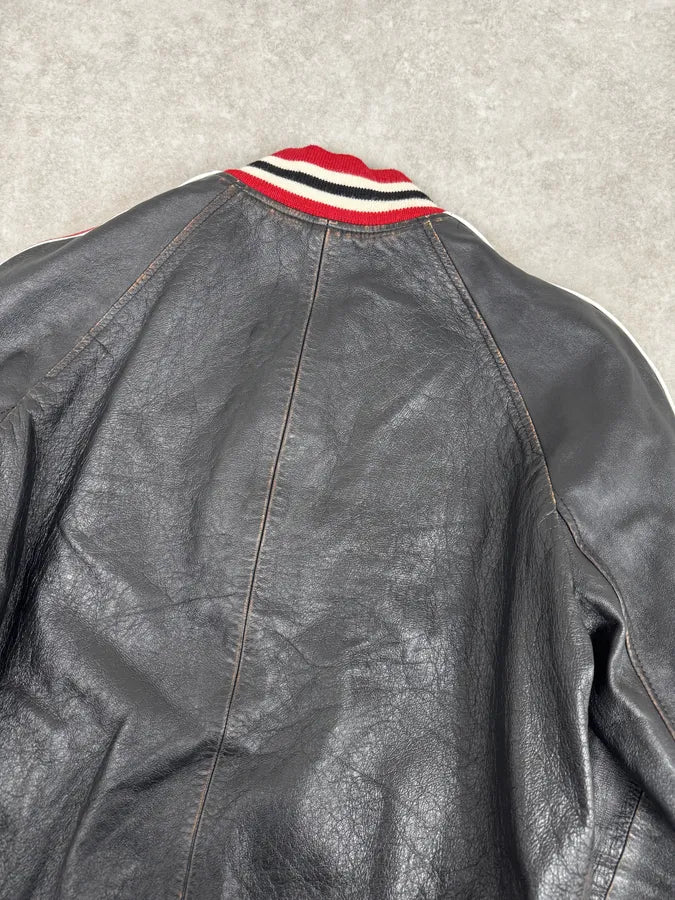 AW2017 Saint Laurent Black & Red Ricer Leather Jacket vyVjWtf 5