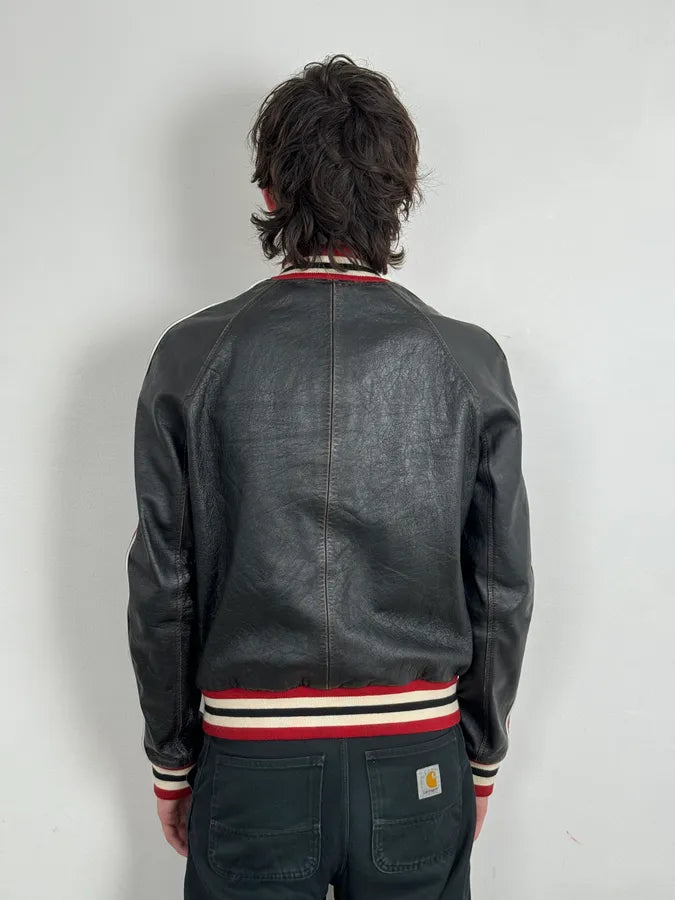 AW2017 Saint Laurent Black & Red Ricer Leather Jacket vyVjWtf 2