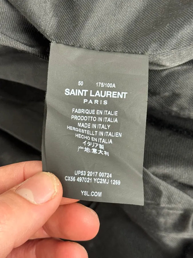 AW2017 Saint Laurent Black & Red Ricer Leather Jacket vyVjWtf 11