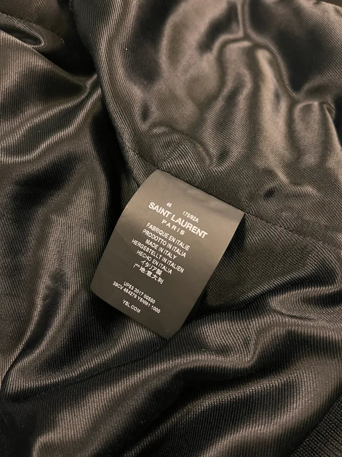 AW2017 Saint Laurent Black Goat Suede Leather Trucker Jacket atyPbvr 9