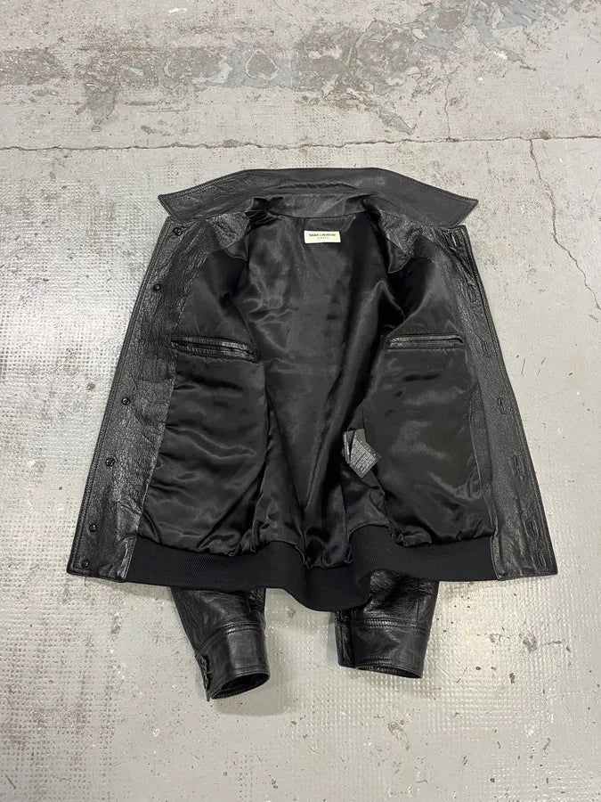 AW2017 Saint Laurent Black Lamb Leather Buttoned Trucker Jacket phLustU 9