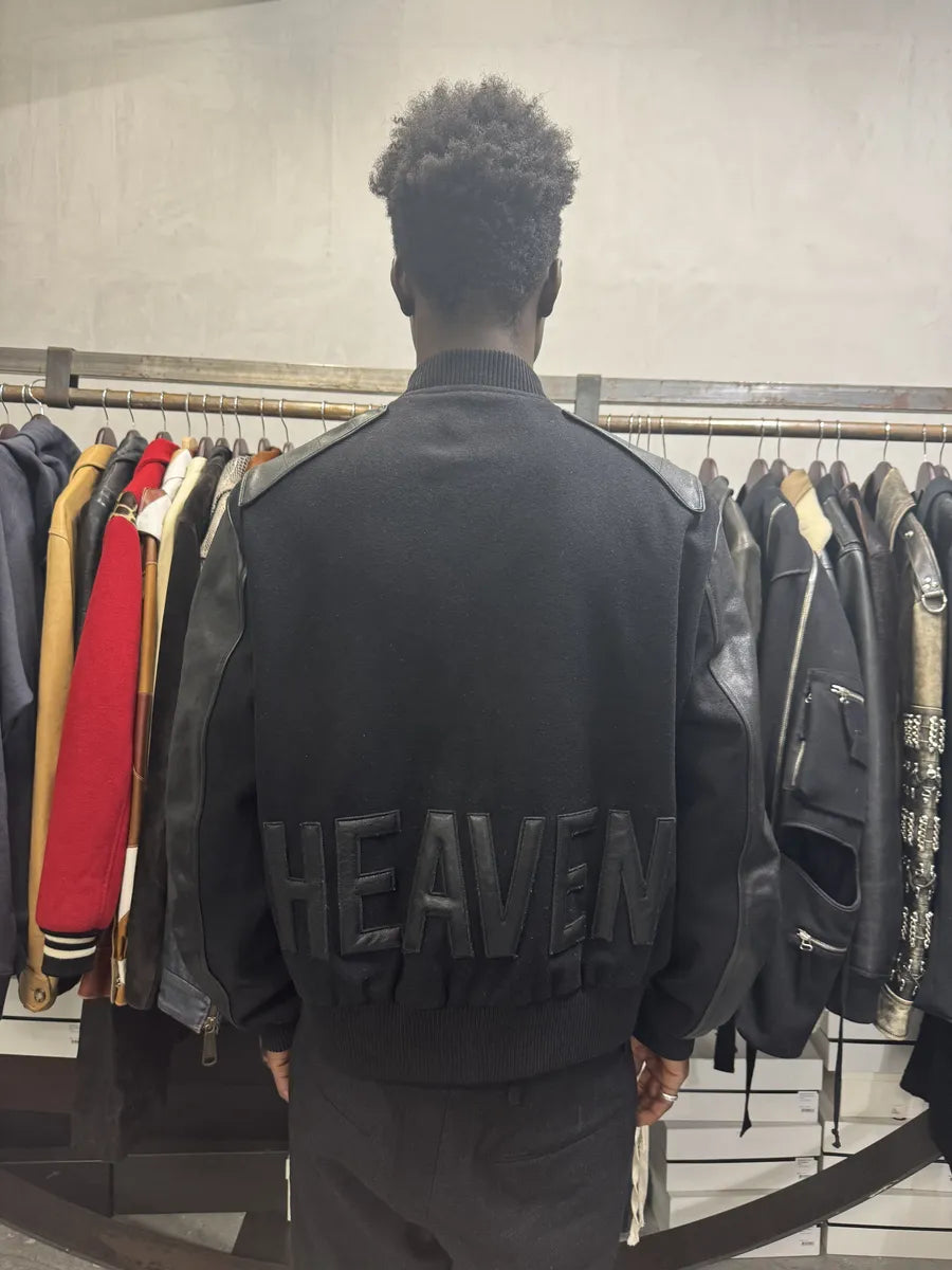 AW2017 Saint Laurent Black Leather Heaven Wool Boober Jacket IDLJCah 3