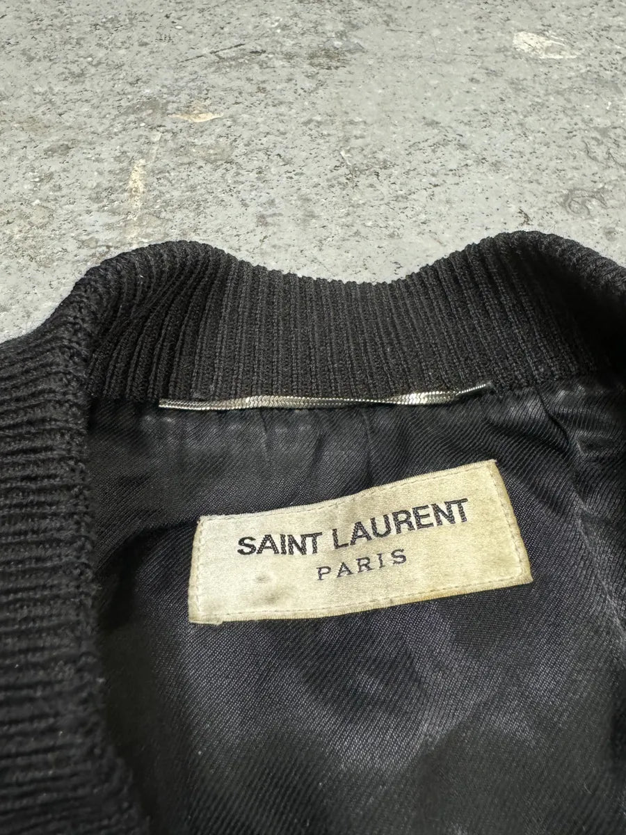 AW2017 Saint Laurent Black Leather Heaven Wool Boober Jacket IDLJCah 8
