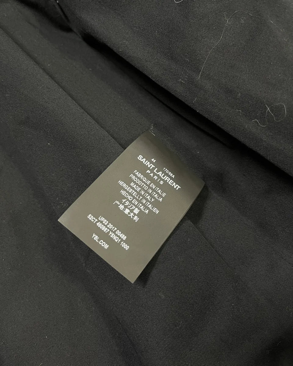 AW2017 Saint Laurent Black Leather Hooded Detachable Collar Jacket wgoTjOw 12