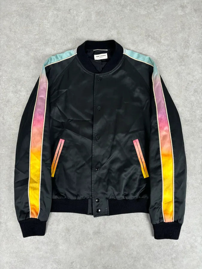 AW2017 Saint Laurent Black Multicolor Panther Teddy Jacket huoSiWd 0