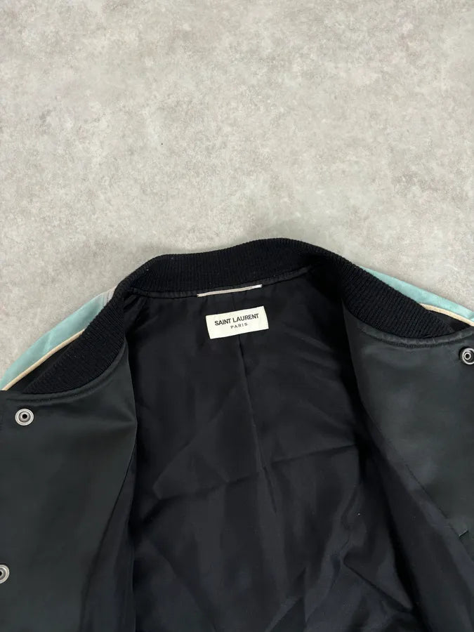 AW2017 Saint Laurent Black Multicolor Panther Teddy Jacket huoSiWd 11