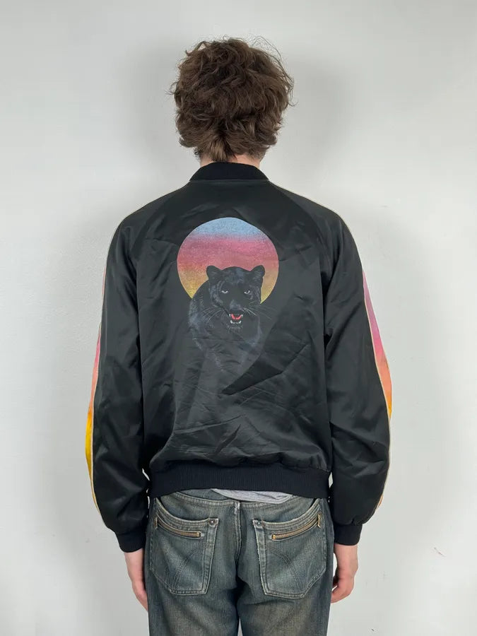 AW2017 Saint Laurent Black Multicolor Panther Teddy Jacket huoSiWd 2