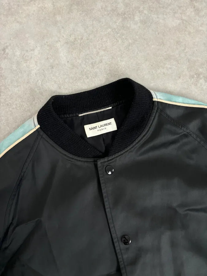 AW2017 Saint Laurent Black Multicolor Panther Teddy Jacket huoSiWd 4