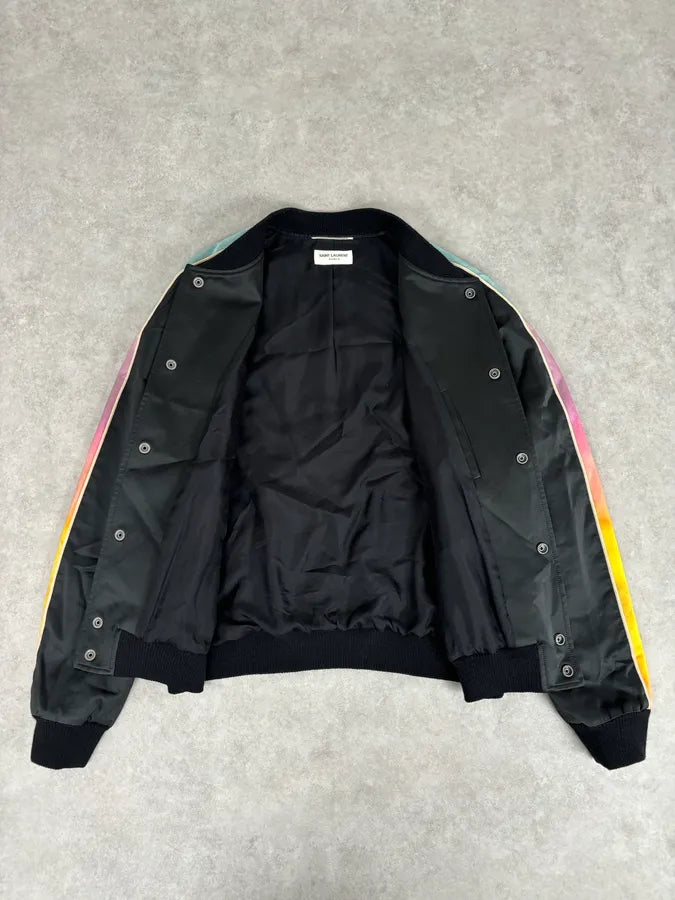 AW2017 Saint Laurent Black Multicolor Panther Teddy Jacket huoSiWd 7