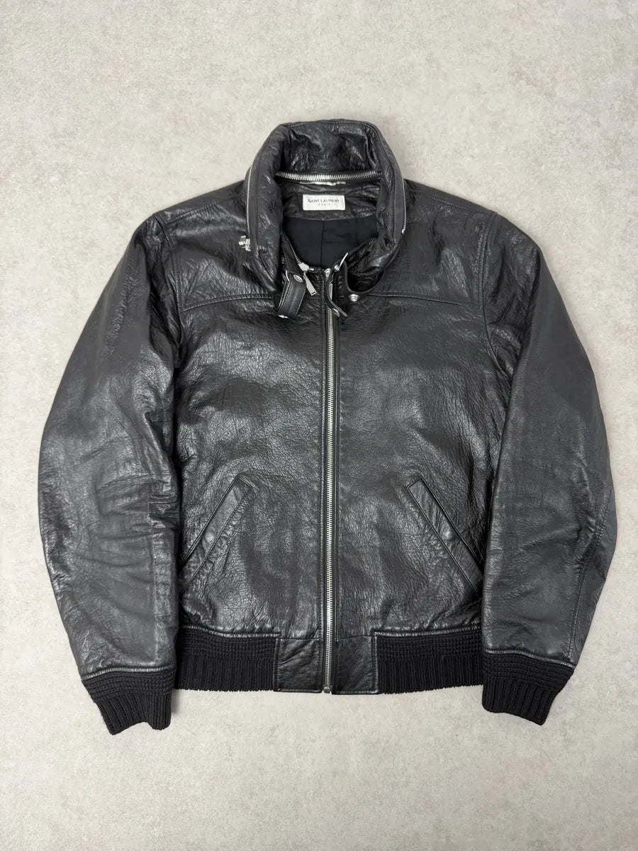 AW2017 Saint Laurent Black Premium Leather Jacket  gHddfzo 0