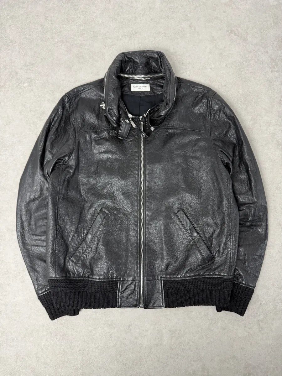 AW2017 Saint Laurent Black Premium Leather Jacket  gHddfzo 4