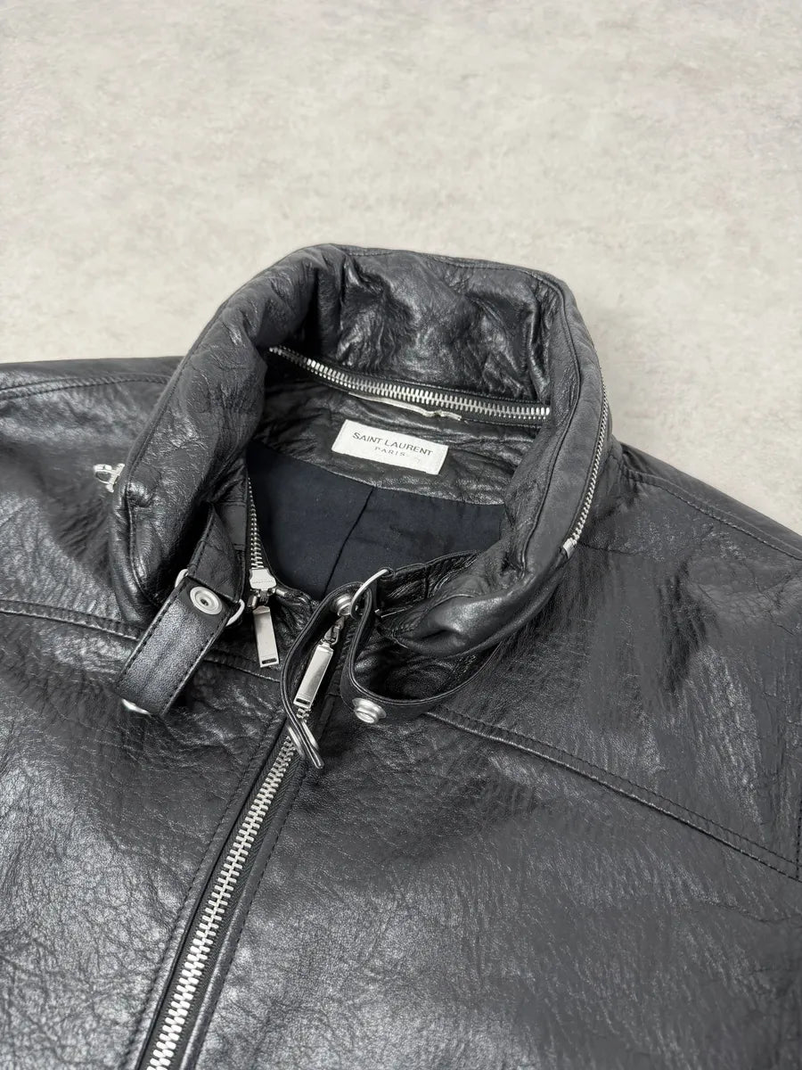 AW2017 Saint Laurent Black Premium Leather Jacket  gHddfzo 8