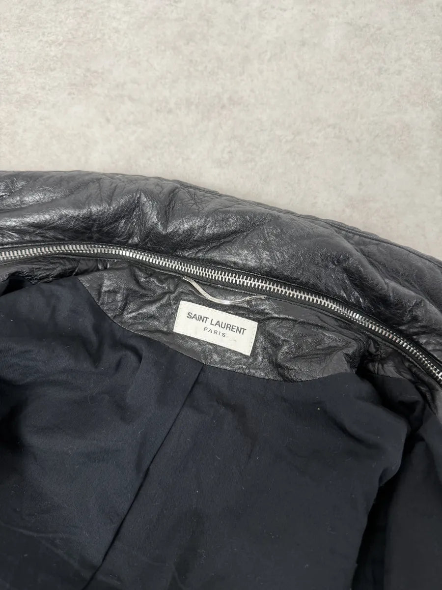 AW2017 Saint Laurent Black Premium Leather Jacket  gHddfzo 9