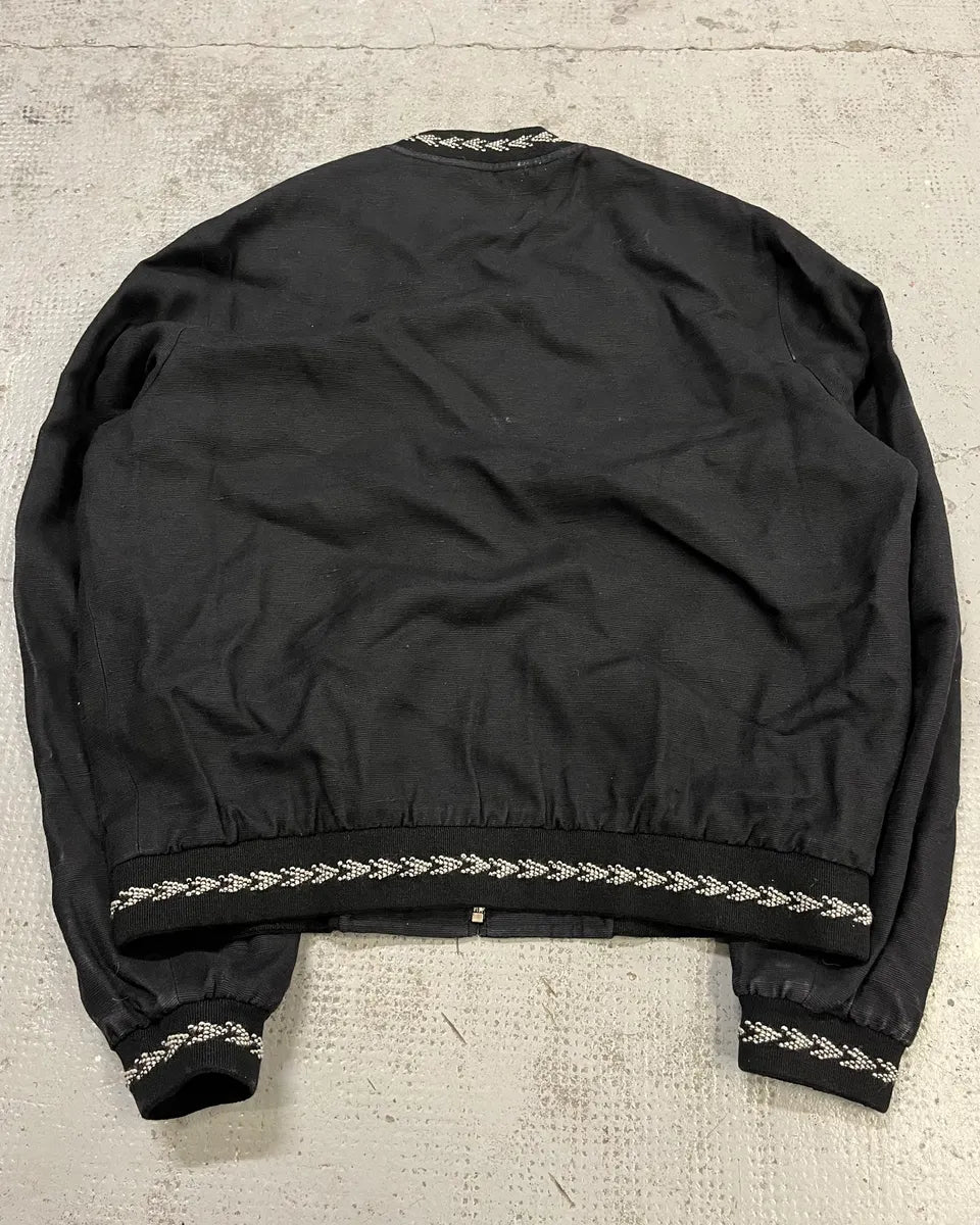 AW2017 Saint Laurent Black Silk Embroidered Bomber Jacket mzqLwod 6