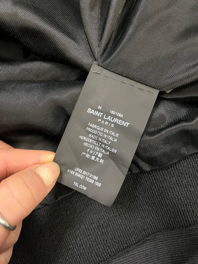 AW2017 Saint Laurent Black Silk Embroidered Bomber Jacket mzqLwod 9