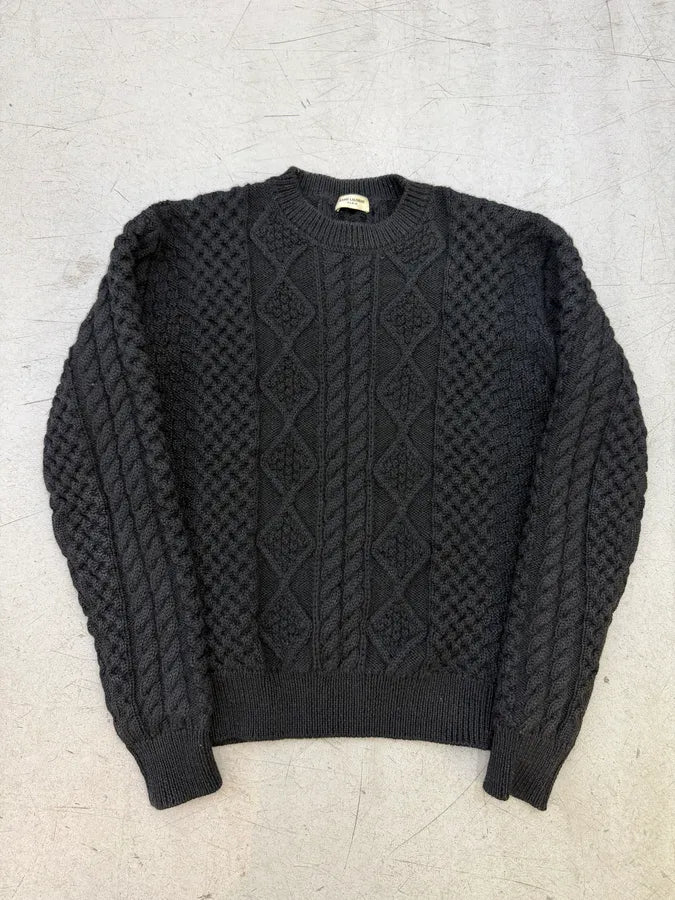 AW2017 Saint Laurent Black Wool Chain Sweater EXreIxq 0