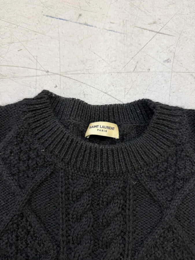 AW2017 Saint Laurent Black Wool Chain Sweater EXreIxq 10