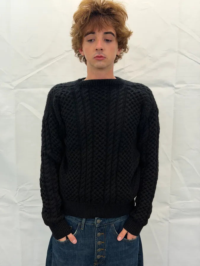 AW2017 Saint Laurent Black Wool Chain Sweater EXreIxq 2