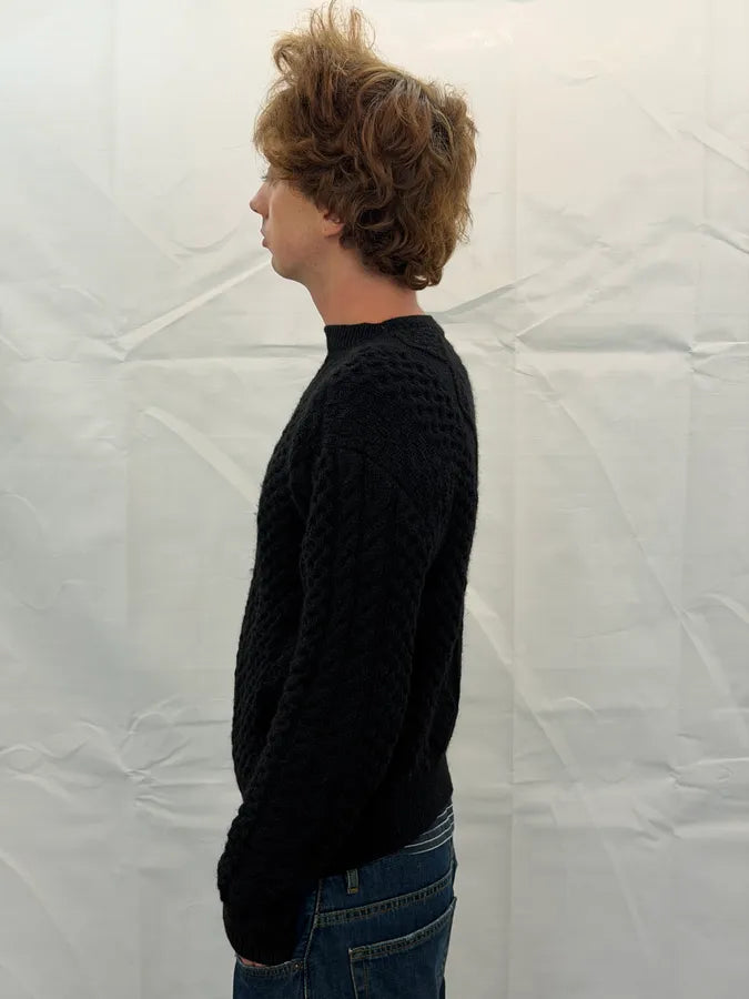 AW2017 Saint Laurent Black Wool Chain Sweater EXreIxq 3