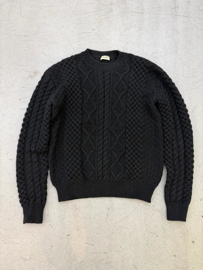 AW2017 Saint Laurent Black Wool Chain Sweater EXreIxq 5