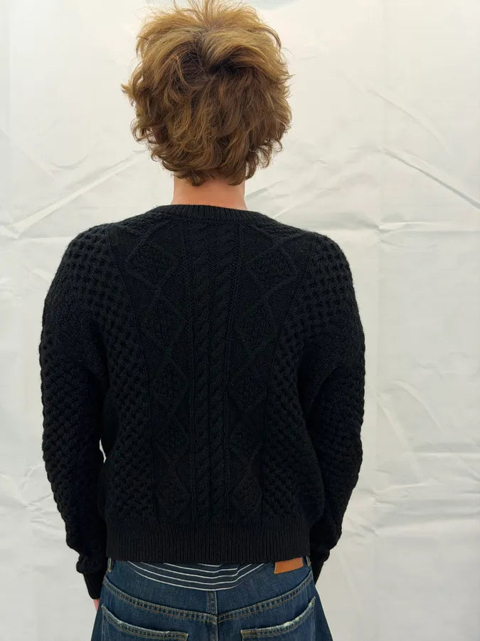 AW2017 Saint Laurent Black Wool Chain Sweater EXreIxq 6