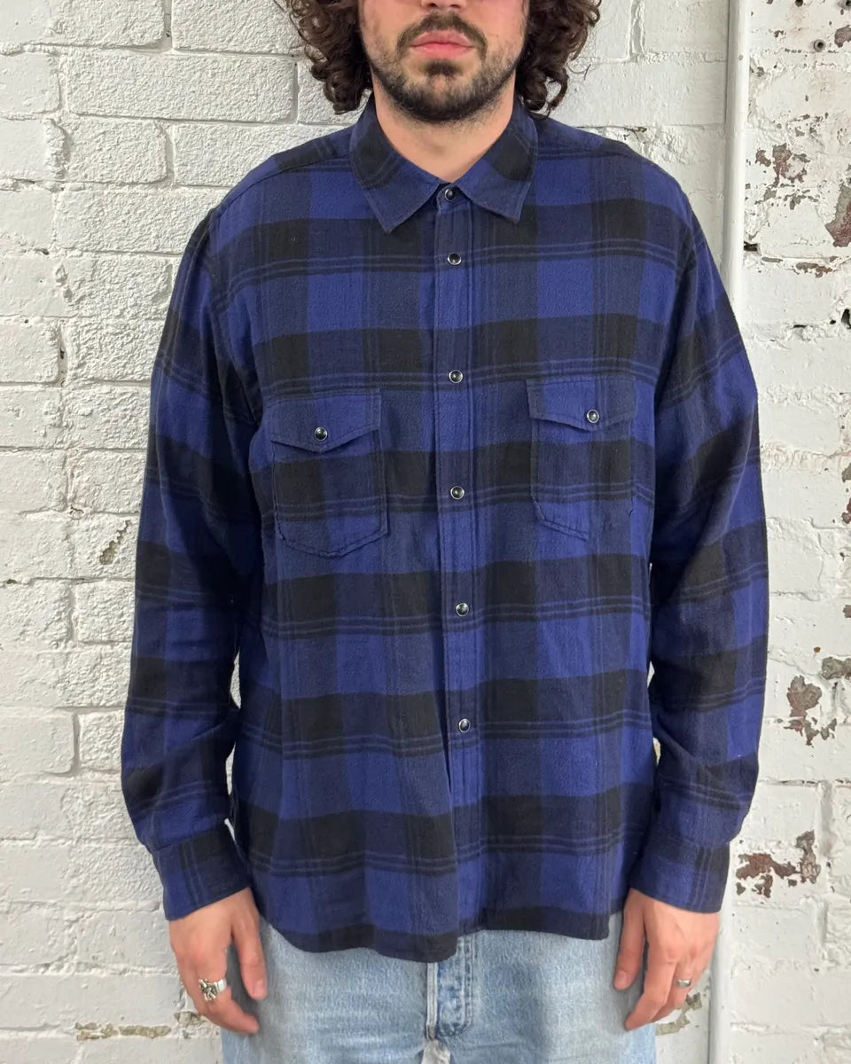 AW2017 Saint Laurent Blue & Black Flannel Shirt KeJQZVi 1