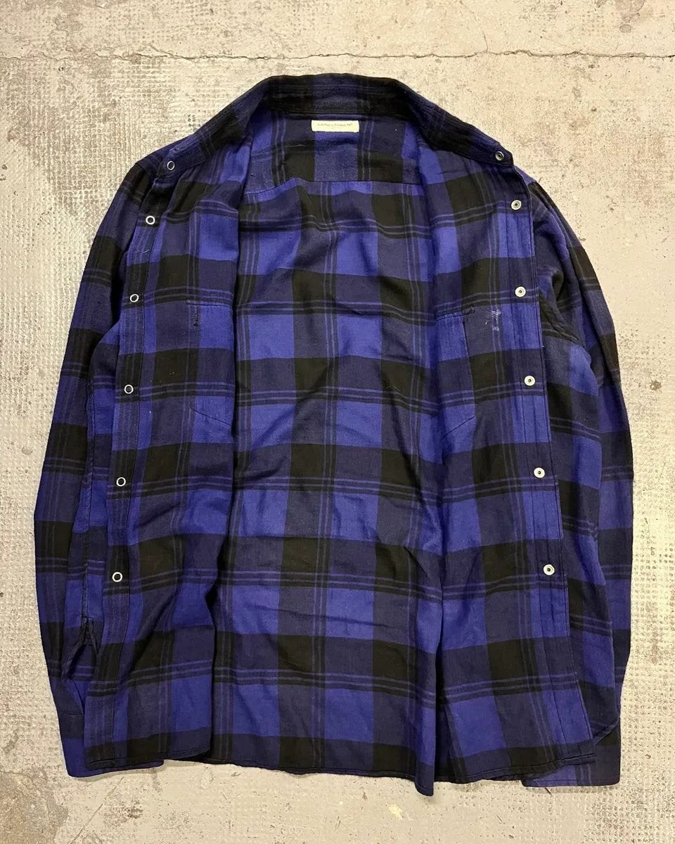 AW2017 Saint Laurent Blue & Black Flannel Shirt KeJQZVi 7