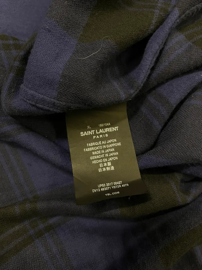 AW2017 Saint Laurent Blue & Black Flannel Shirt KeJQZVi 9