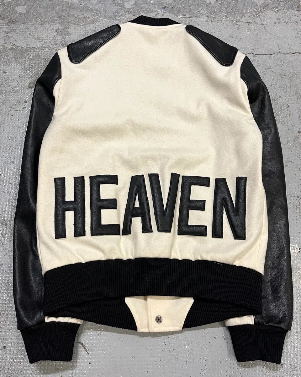 AW2017 Saint Laurent Cream Wool Leather Shoulder Patch Bomber Jacket wlQiHJl 1