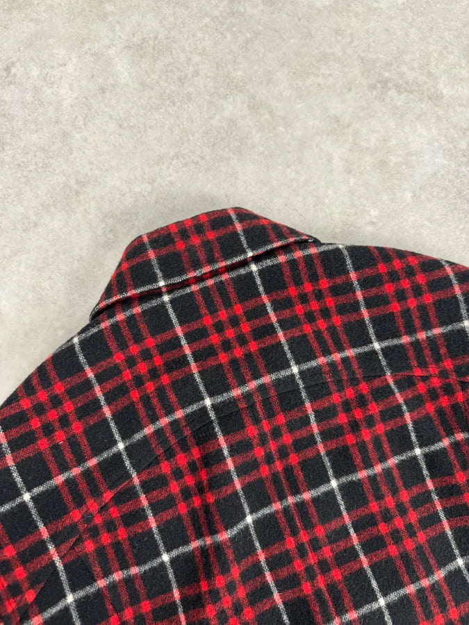 AW2017 Saint Laurent Harrington Red Wool Checkered Teddy Jacket JYIiYus 6