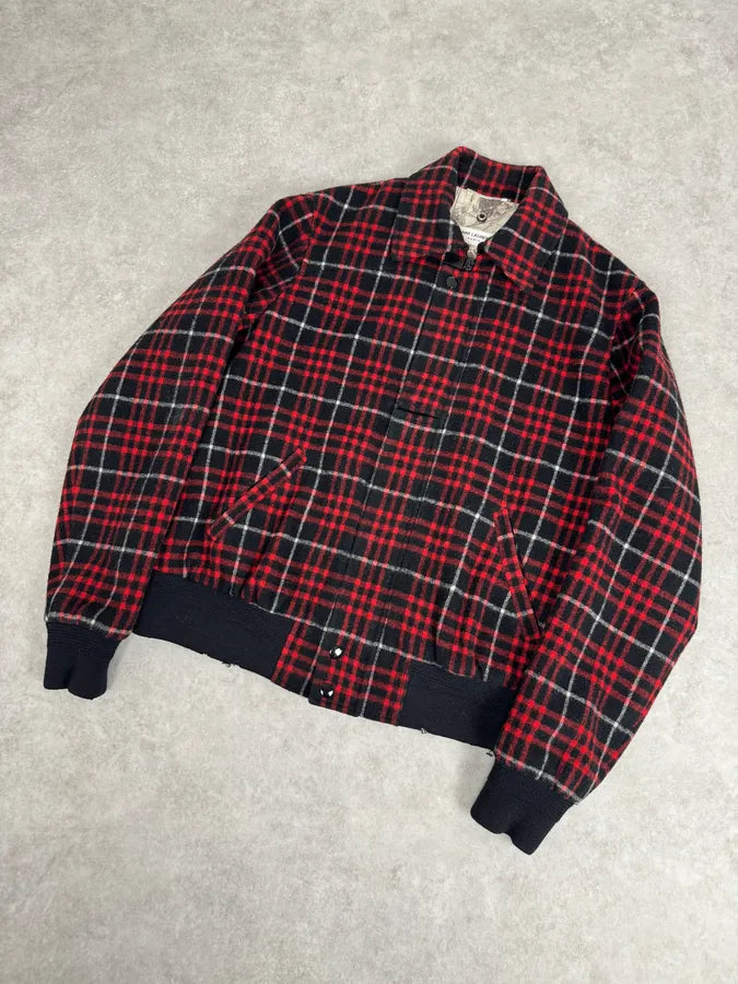 AW2017 Saint Laurent Harrington Red Wool Checkered Teddy Jacket JYIiYus 3